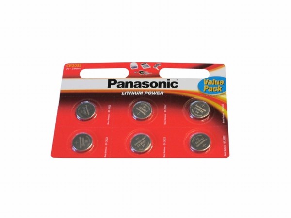 Panasonic CR2032 3V Primary Lithium Button Cell (pack of 6)
