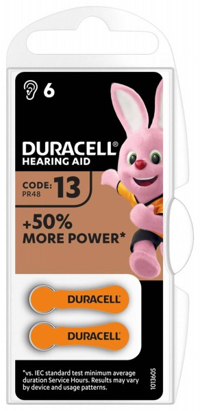 Duracell ActivAir Easy Tab 13 hearing aid battery 1.4V (6 blister)