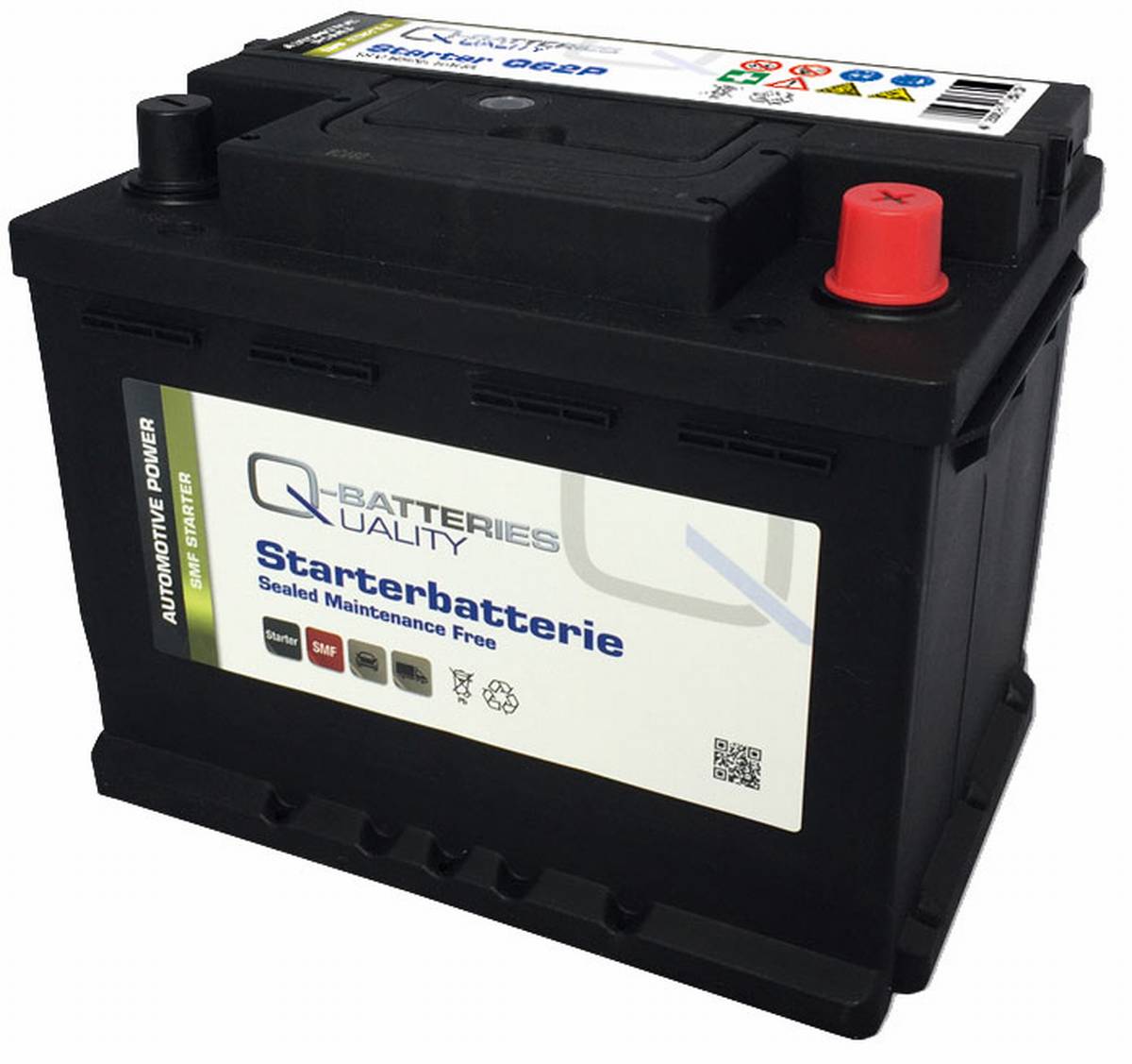Q-Batteries Autobatterie Q62P 12V 62Ah 590A, wartungsfrei, Starterbatterie, Boot, Batterien für