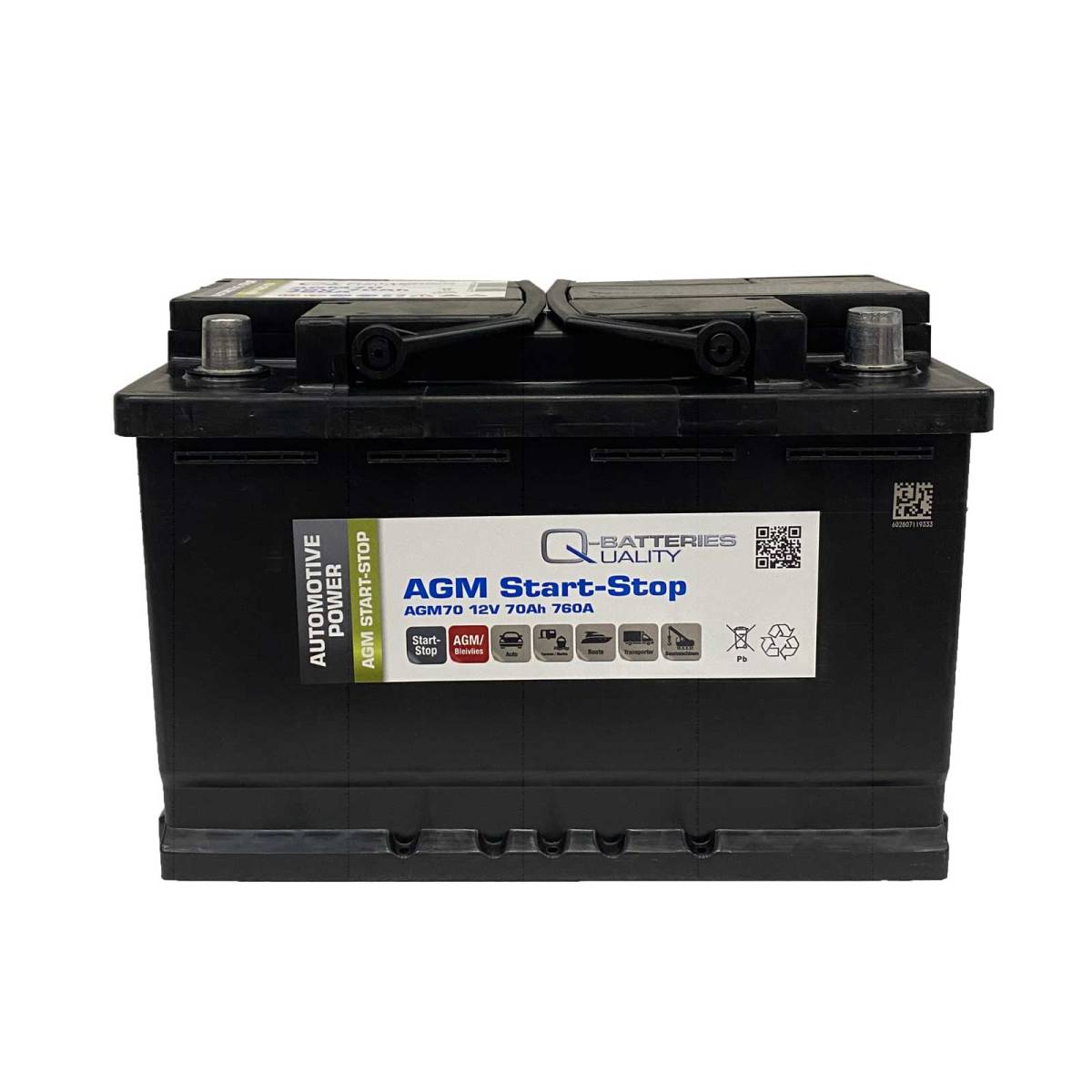 Q-Batteries Start-Stop car battery AGM70 12V 70 Ah 760A, Starter batteries, Boots & Marine, Batteries by application
