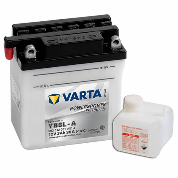 Varta Powersports Freshpack YB3L-A Motorrad Batterie CB3L-A 503 012 001 12V 3Ah 30A