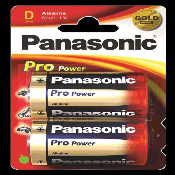Panasonic Pro Power LR20 Mono D Alkaline Battery (Blister of 2)