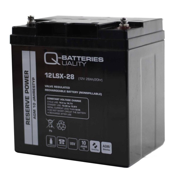 Q-Batteries 12LSX-28 12V 28Ah lead fleece battery / AGM 10 years