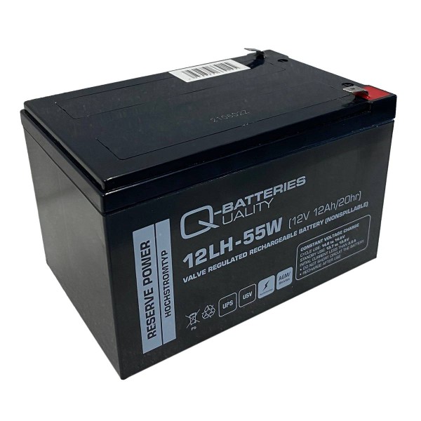 Q-Batteries 12LH-55W 12V 12 Ah lead non-woven battery AGM VRLA High current UPS