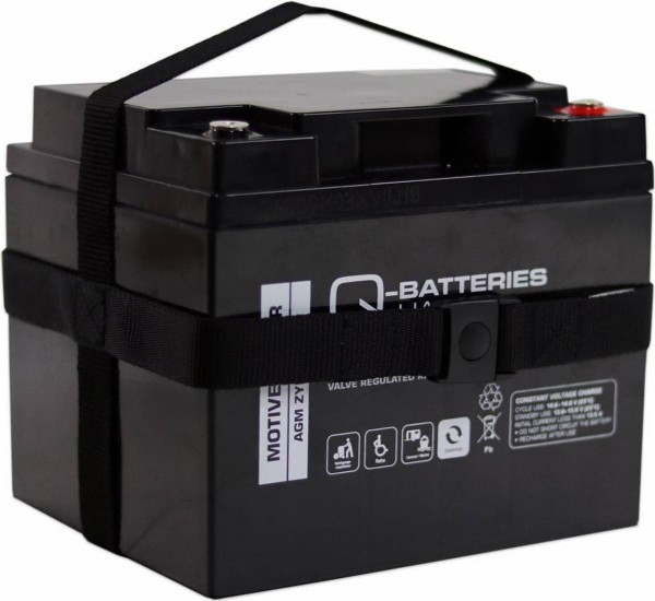 Q-Batteries 12LCP-50 12V 50Ah AGM lead-acid battery with shoulder strap
