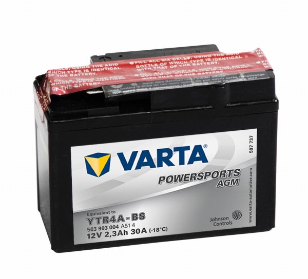 Varta Powersports AGM YTR4A-BS Motorrad Batterie GTR4A-BS 503903004 12V 2,3Ah 30A