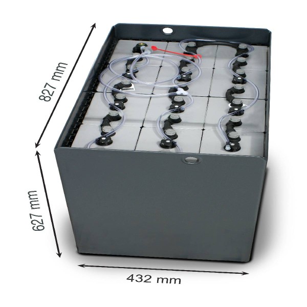 Q-Batteries 24V forklift battery 7 PzS 875 DIN A (827 x 432 x 627mm l/w/h) tray 57014034