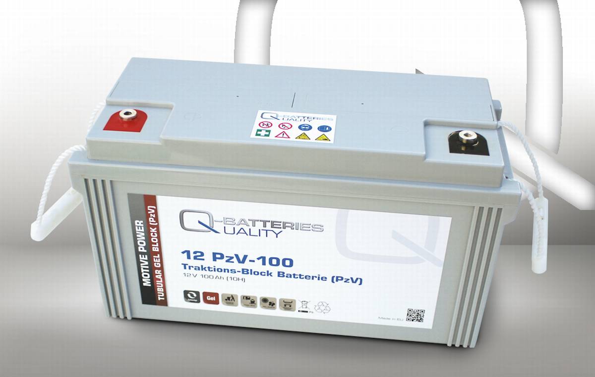 Q-Batteries 12PzV-100 Traktions-Block-Batterie 12V 100Ah (10h) Gel-Panzerplatte, Blei Gel Batterien, Akkus & Batterien
