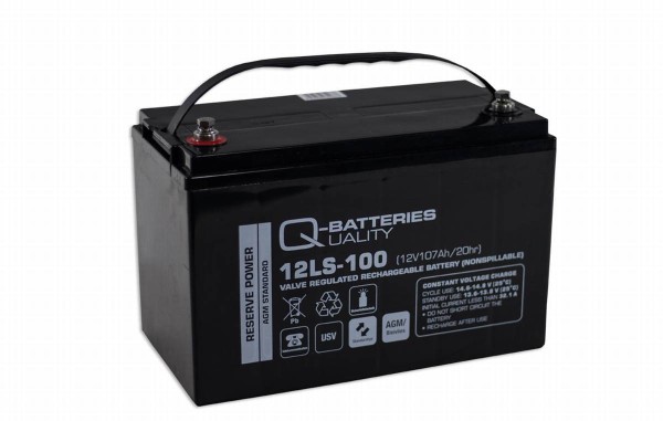 Q-Batteries 12LS-100 / 12V - 107Ah Blei Akku Standard-Typ AGM 10 Jahres Typ
