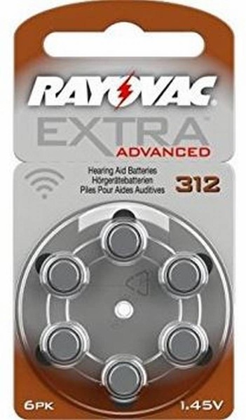 Rayovac Extra Advanced 312 PR41 Hearing Aid Battery (6 Blister)