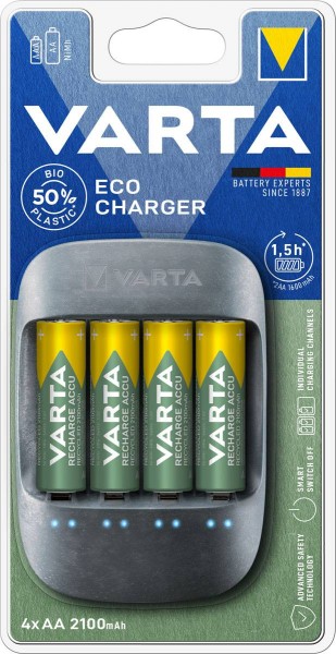 VARTA charger Eco Charger incl. 4 AA batteries 2100mAh