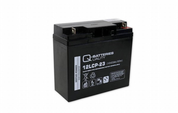 Q-Batteries 12LCP-23 / 12V - 23Ah lead acid battery Cycle type AGM - Deep Cycle VRLA - F3 connector
