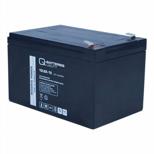 Q-Batteries 12LSX-12 12V 12.2 Ah lead fleece battery / AGM 10 years F2 Connection