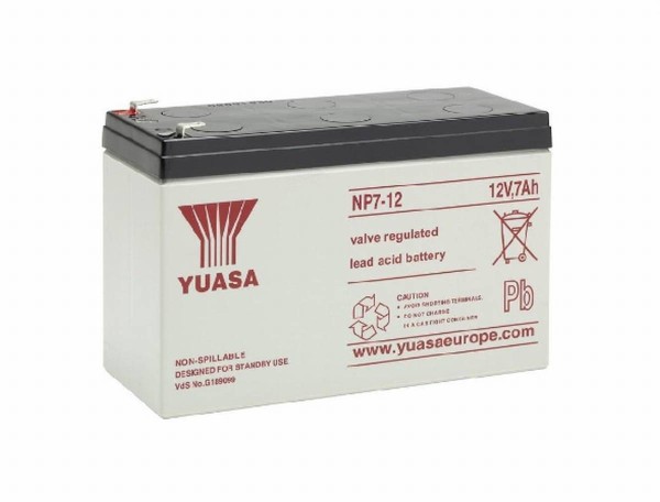 Yuasa NP7-12 7Ah 12V lead acid battery with VdS approval No. G189099