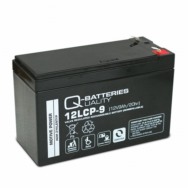 Q-Batteries 12LCP-9 / 12V - 9Ah lead acid battery Cycle type AGM - Deep Cycle VRLA
