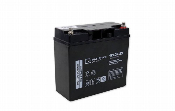Q-Batteries 12LCP-23 / 12V - 23Ah lead accumulator cycle type AGM - Deep Cycle VRLA screw terminal