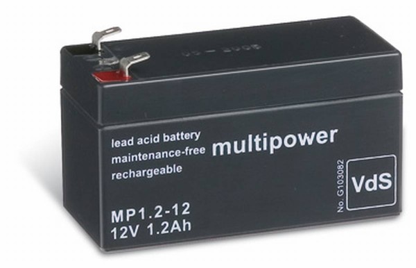 Multipower MP1,2-12 / 12V 1,2Ah lead battery AGM with VdS approval