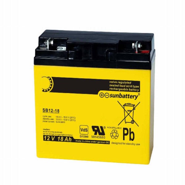 Sun Battery SB 12-18 V0 12V 18Ah (C20) AGM Batterie mit VdS