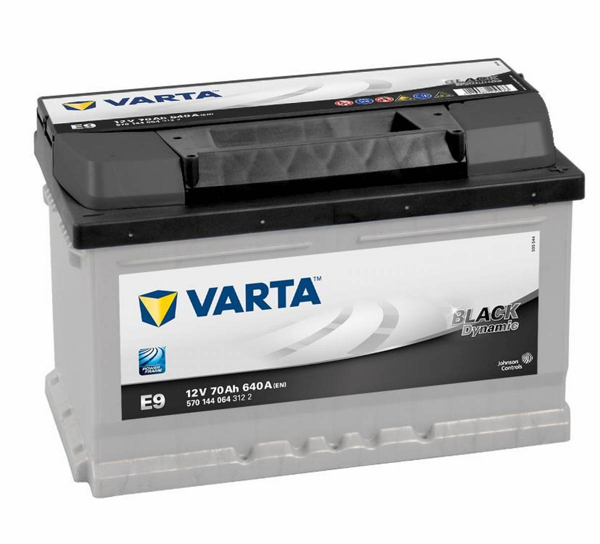 Varta BLACK Dynamic E9 Autobatterie 570 144 064 3122, 12V, 70Ah 640A/EN :  : Auto & Motorrad