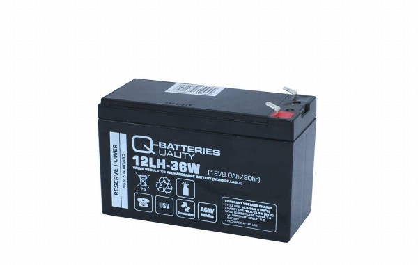 Q-Batteries 12LH-36W 12V 9Ah lead fleece battery AGM VRLA high current UPS