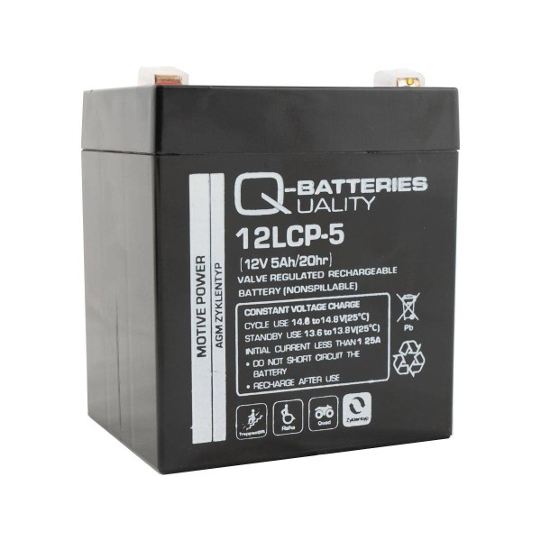 Q-Batteries 12LCP-5 12V – 5 Ah AGM battery cycle resistant