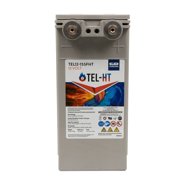 C&D TEL12-155 Reinblei Hochtemperatur 12V 148Ah (10h) AGM Frontterminal Batterie