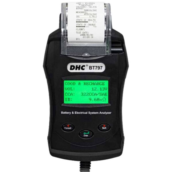 DHC BT797 battery tester for 6V and 12V batteries with integrated printer