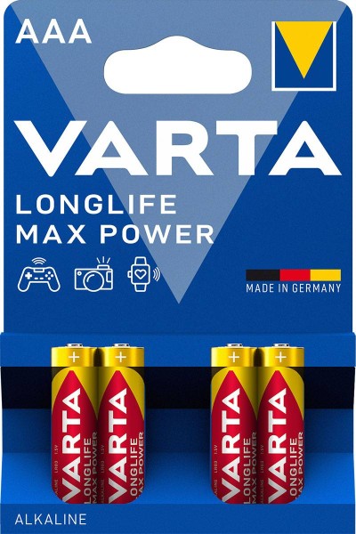 Varta Longlife Max Power Alkaline battery AAA 4703 LR03, pack of 4