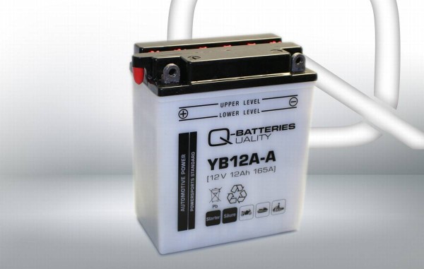 Q-Batteries Motorradbatterie YB12A-A 51211 12V 12Ah 165A