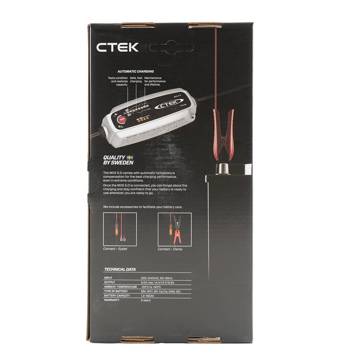 CTEK MXS 5.0 Batterie Ladegerät für Blei Akku 12V 5A für Bleiakkus, Ladegeräte, Boot, Batterien für