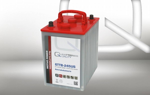 Q-Batteries 6TTB-245US 6V 245Ah (C20) closed block battery, positive tube plate