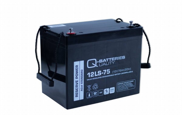 Q-Batteries 12LS-75 12V 75Ah lead acid battery standard type AGM 10 year type