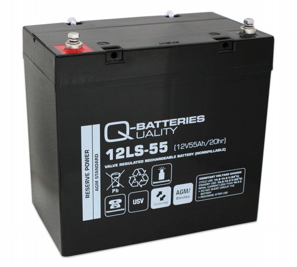 Q-Batteries 12LS-55 / 12V - 55Ah lead accumulator standard type AGM VRLA 10 year Type