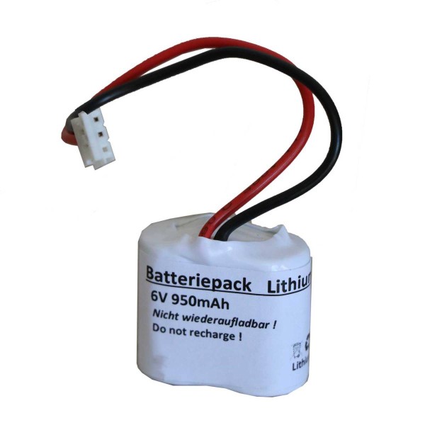 Battery pack 6V 950mAh Lithium F2x1 with cable and JST EHR-3