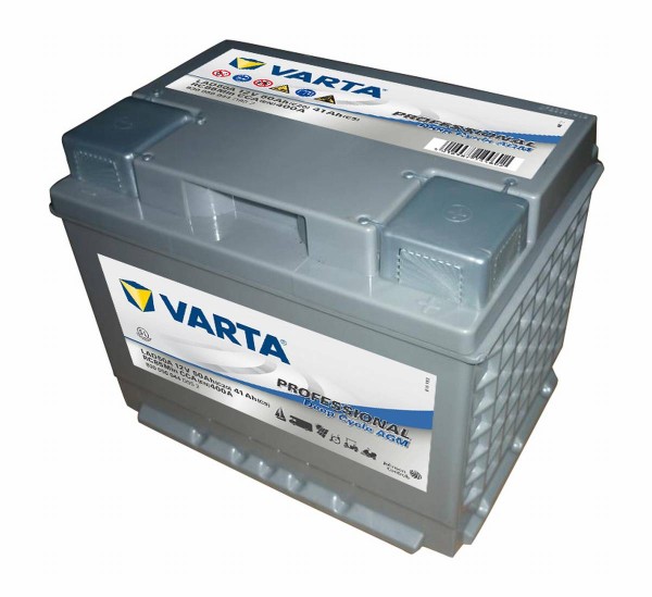 Varta LAD50A Professional Deep Cycle AGM battery 12V 50Ah 400A, AGM  Batteries, Batteries