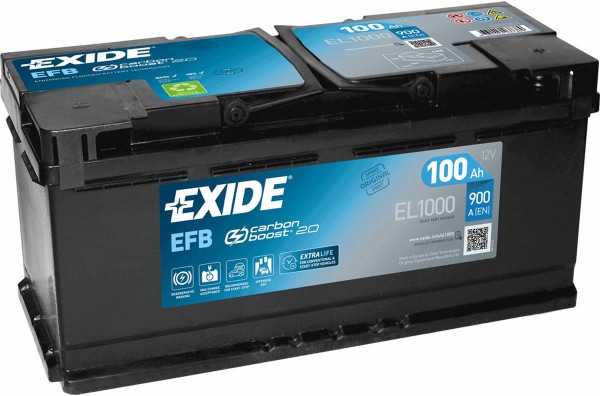 Exide EL1000 Start-Stop EFB 12V 100Ah 900A Autobatterie, Starterbatterie, Boot, Batterien für