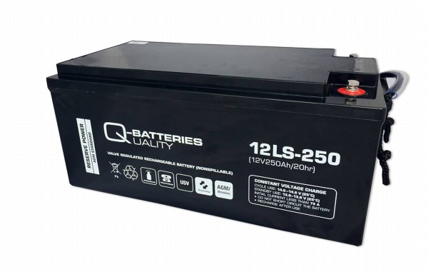 Q-Batteries 12LS-250 / 12V - 250Ah lead acid battery standard type AGM VRLA 10 year Type