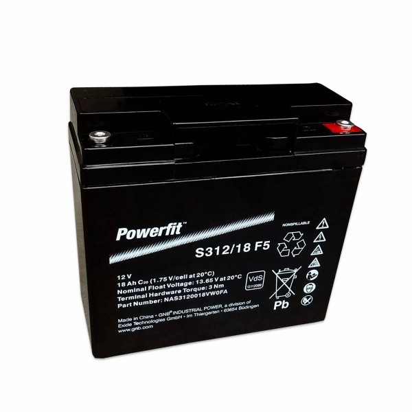 Exide Powerfit S312/18 F5 12V 18Ah dryfit lead acid battery AGM with VdS, Replacements for UPS-Systems, UPS, Batteries by application