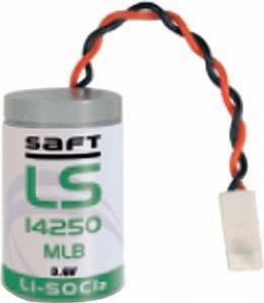 Saft LS 14250 1/2AA Lithium-Thionyl chloride battery 3,6V 1200mAh with AMP 928205 socket - 2pole