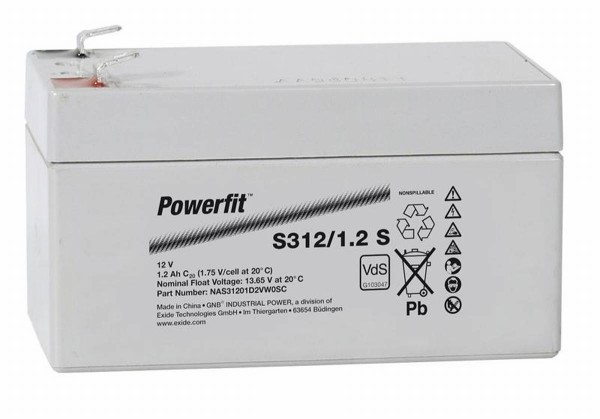 Exide Powerfit S312/1,2 S 12V 1,2Ah dryfit lead-acid battery AGM with VdS