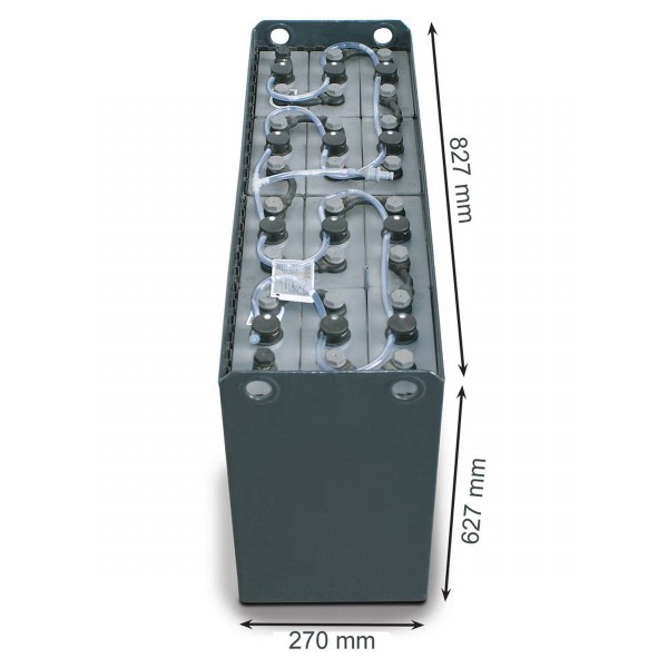 Q-Batteries 24V Forklift battery 4 PzS 460 Ah DIN A (827 x 270 x 627mm L/W/H) Tray 57014025