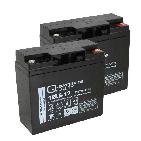 Replacement battery for ABB BZK8 BZK20 2 x AGM battery 12V 17 Ah with VdS