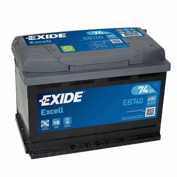Exide Excell EB740 12V 74Ah 68A Starter battery