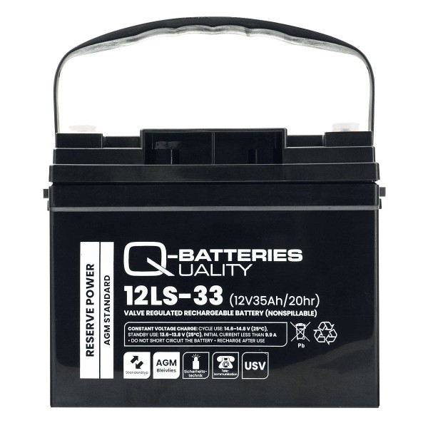 Q-Batteries 12LS-33 / 12V - 35Ah lead accumulator standard type AGM - 10 year type