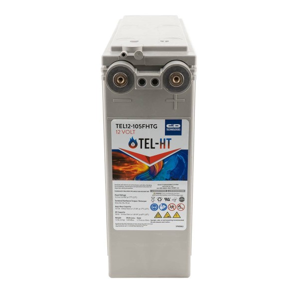 C&D TEL12-105 Reinblei Hochtemperatur 12V 98Ah (10h) AGM Frontterminal Batterie