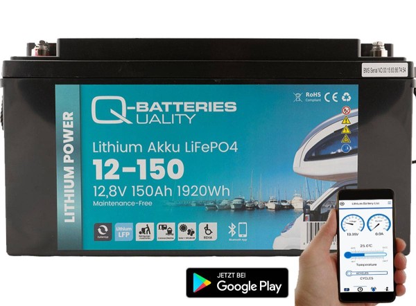 Q-Batteries Lithium Battery 12-150 12.8V 150 Ah 1920Wh LiFePO4 lithium iron phosphate