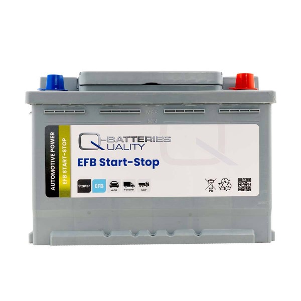 Q-Batteries Start-Stop EFB Autobatterie EFB70 12V 70Ah 600A, Starterbatterie, Boot, Batterien für