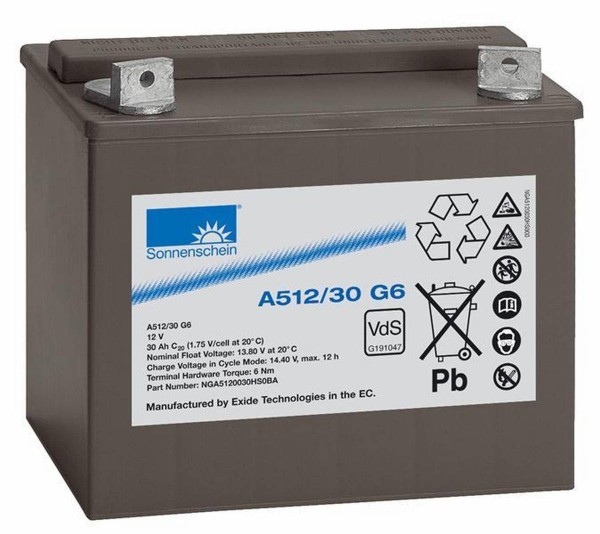 Exide Sonnenschein A512/30 G6 VdS 12V 30Ah dryfit lead gel battery VRLA