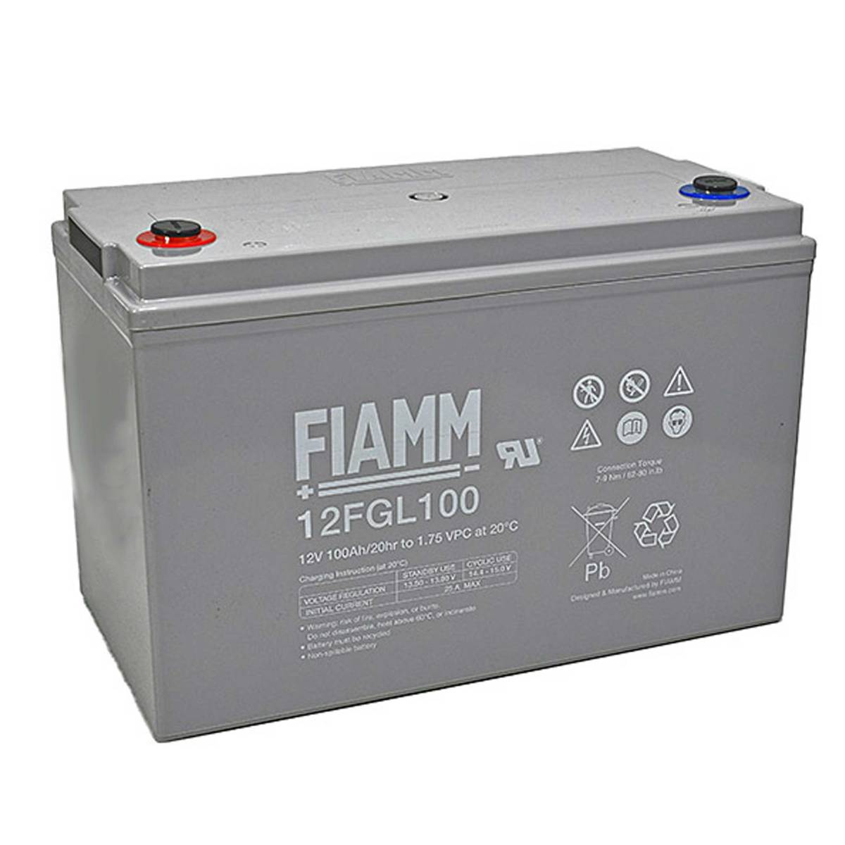 Fiamm 12FGL100 12V 100Ah Blei-Akku / AGM Batterie, Ersatzakkus für USV, Sicherheitstechnik, Batterien für