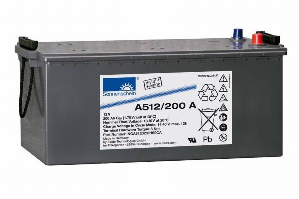 Exide Sonnenschein A512/200 A 12V 200Ah dryfit lead-gel battery VRLA